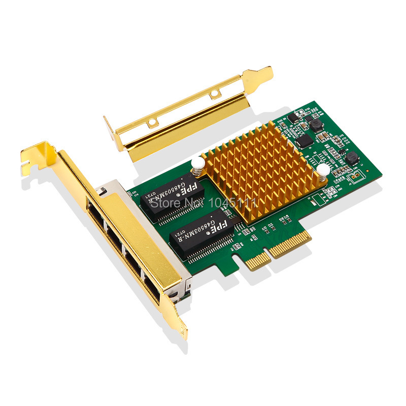 New DIEWU I350-T4 PCI-E x4 Intel i350T4 4-Port 1000Mbps Gigabit LAN Server Network Card Adapter