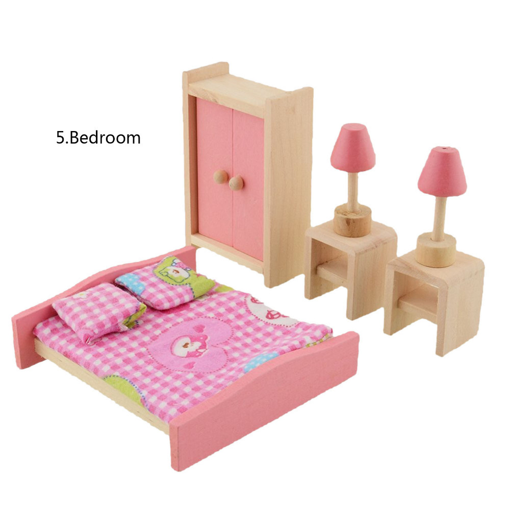 Entzückende holz miniatur puppenhaus möbel set kinder spielzeug ...