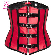 Red and Black Corset Top Waist Training Gothic Corsets And Bustiers Steel Bone Waist Trainer With Zipper Corselet Underbust