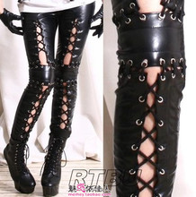 2016 female leather pants Ds costume punk rock sexy bandage motorcycle leather pants tight low-waist pants female trousers