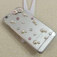 Rhinestone case Cute 3D Lovely Flower Luxury Bling Diamond Crystal Hard PC phone Back Cover case For iphone6 plus/6s plus case
