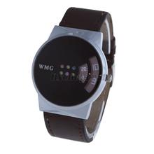 Unisex hombres mujeres Dial redondo PU banda de cuero reloj de pulsera de cuarzo Brown TL #8
