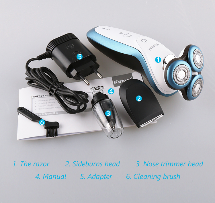 3 in1 Washable Rechargeable Electric Shaver Triple Blade Electric Shaving Razors Men Face Care 3D Floating