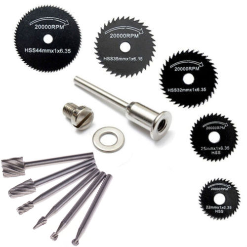 6Pcs HSS Rotary Circular Saw Blades Set & 6pcs HSS Routing Router Bits Burr Setsin Saw Blade