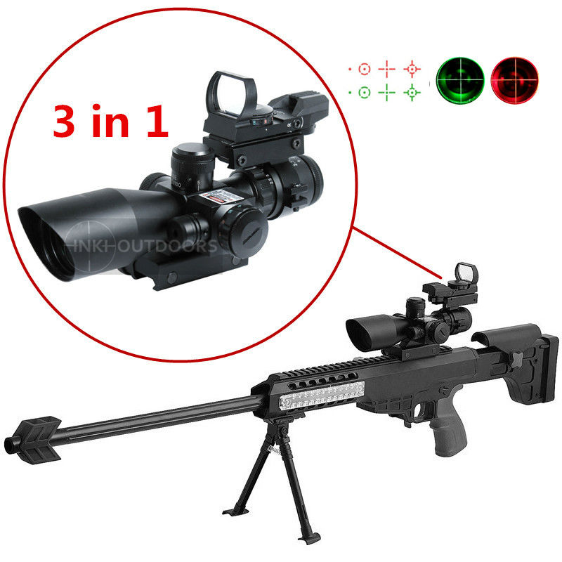 3 in1 AK47 2.5 10X40 Hunting Tactical Riflescope airsoftgun w/ Red