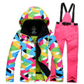 free shipping 2015 new style women ski suit set jackets and pants underwear outdoor single skiing