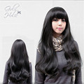 2016 women natural hair long curly wig 70cm fluffy brown black wavy wigs cosplay ombre heat