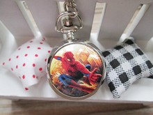 Marvel Super Heros Spiderman Necklace Pocket Watch Child Boy Watch Fashion 1pcs