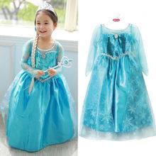 Girls Princess Anna Elsa Cosplay Costume Kid’s Party Dress Dresses SZ7-8Y