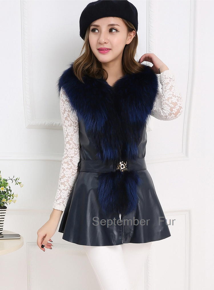 leather and fur collar waistcoat for women (4)