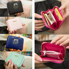 New Fashion Lady Women Leather Wallet Card Holder Coin Change Pure zip Around Free Shipping