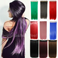 26 68CM Straight One Piece Clip in on Hair Extensions Black Brown Blonde Pink Purple Green