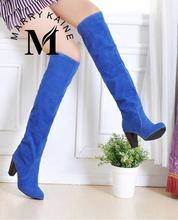 Big size 34-43 Women Knee High Boots Sexy Chunky High Heels Round Toe Spring Autumn Shoes Round Toe Less Platform Knight Boots