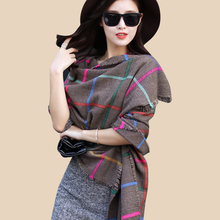 Thick Winter Wrap Women Scarves Plaid Color Shawl Tassels Hem Soft Blended Cashmere Scarf Classical British Style Tartan Poncho