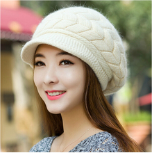 Free Shipping New Women Hat Winter Beanies Knitted Hats For Woman Rabbit Fur Cap Autumn And Winter Ladies Fashion Skullies