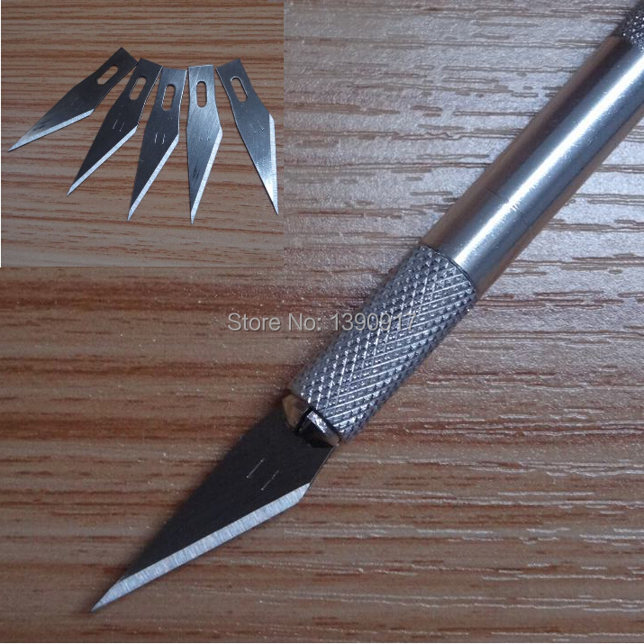 Metal Handle Scalpel Craft Knife Cutter Engraving Hobby 6pcs Blade Mobile Phone Laptop PCB Repair Hand
