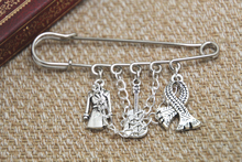12pcs Sherlock inspired Sherlock Holmes themed charm with chain kilt pin brooch (50mm)