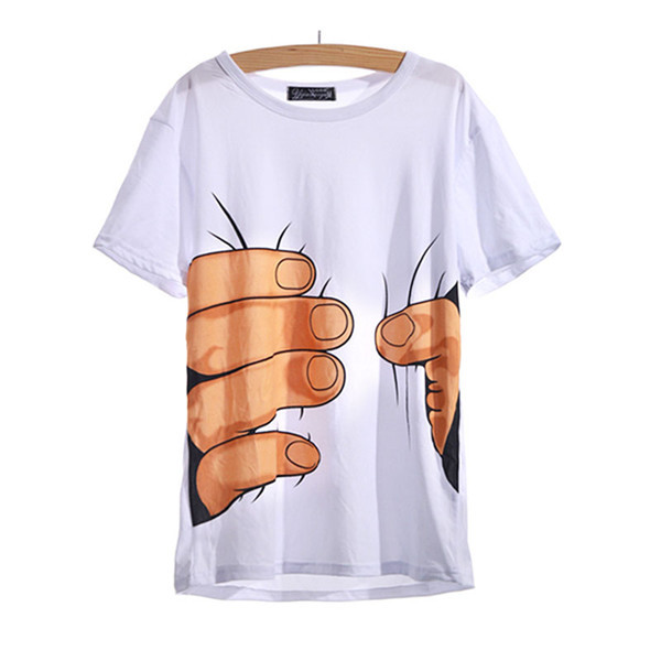 2015 Cool Fashion Men s Summer Clothing O neck Short Sleeve Men Shirts 3D Big Hand