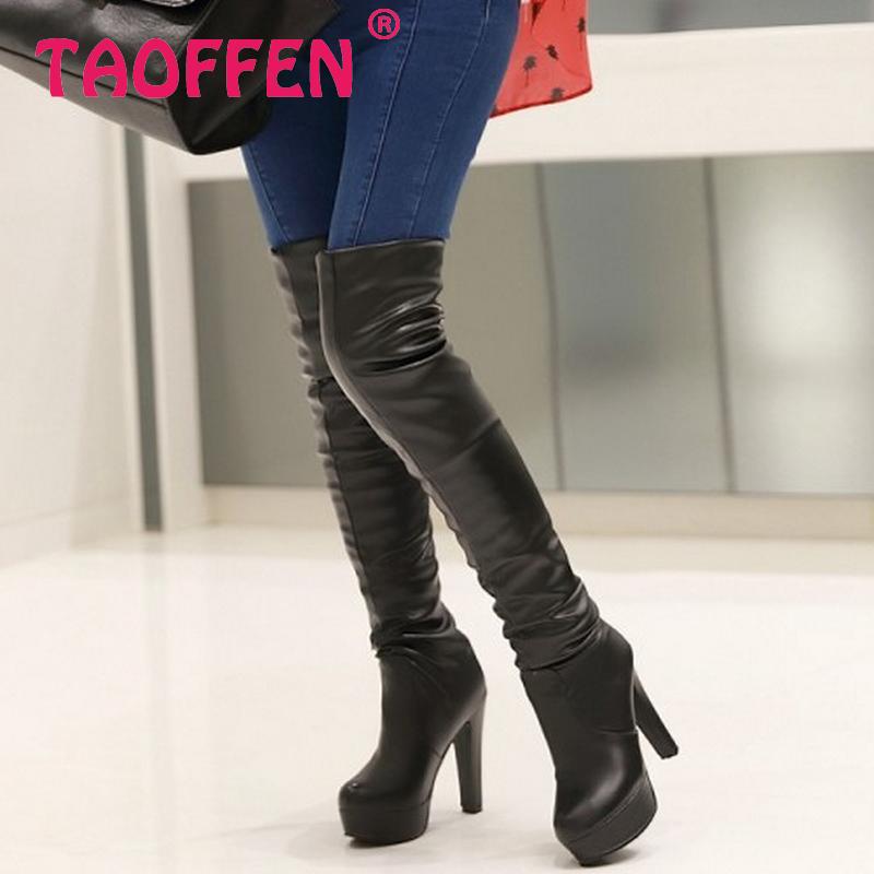  Free shipping over knee high heel boots women snow fashion winter warm shoes boot P15869