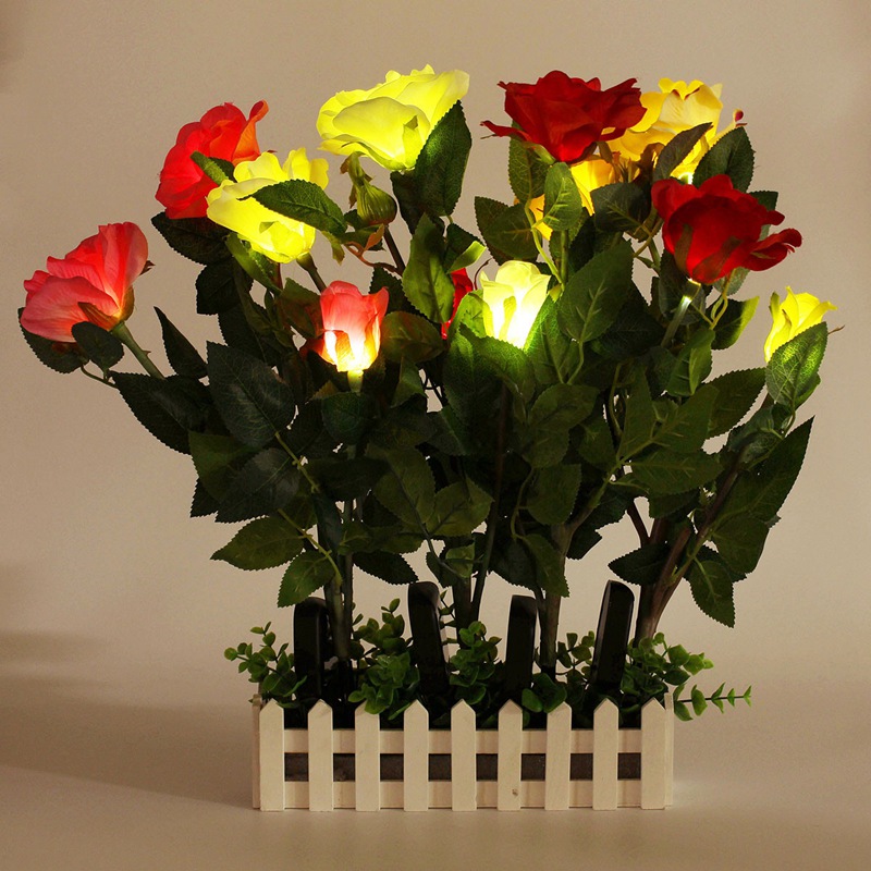 Solar Power Waterproof IP55 3 Rose Flower LED Light Garden Yard Lawn Decoration View Lamp Christmas Lights Lamps Solar Power Waterproof IP55 3 Rose Flower LED Light Garden Yard Lawn Decoration View Lamp Christmas Lights Lamps