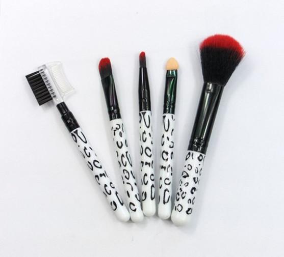 NEW 5Pcs Makeup Blush Eyeshadow Leopard Brushes Lipstic Cosmetic Brushe Set Tool