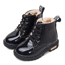 New Arrival 2015 Children Martin boots Autumn Winter Plus plush Kids Snow boots Boys Girls shoes