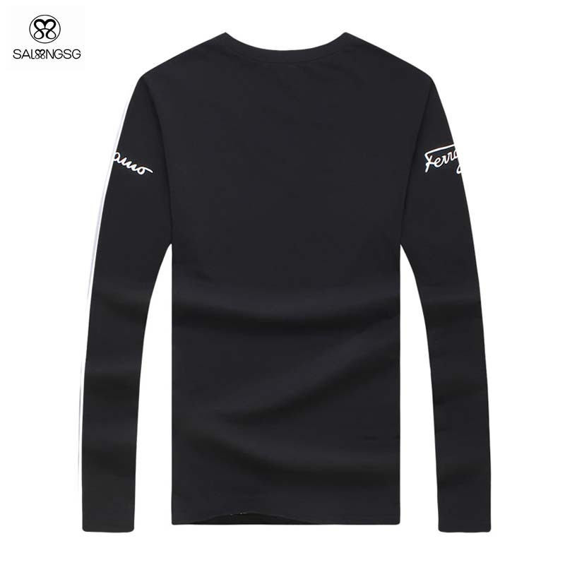 v neck mens basic tee shirts long sleeve black back 