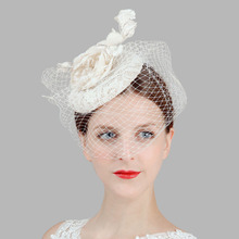 Fashion Banquet Tiara Headdress Bridal Wedding Hair Accessories Head Flower Headdress Linen Gauze Small Hat Hairpin Headwear