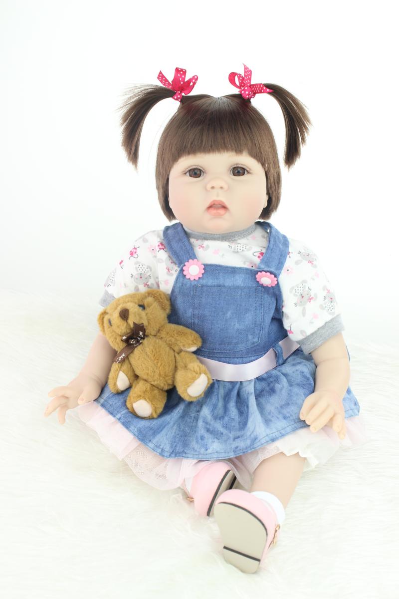 About 55cm Silicone reborn baby dolls accompany sleep baby girl doll handmade lifelike birthday gift brinquedos for kids