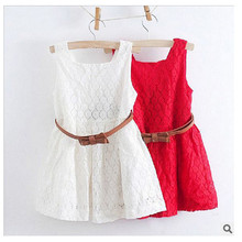 Vintage Flower Girls lace Dresses Children Party Ceremonies Clothing Princess Girl Wedding Dress Birthday Big Bow Christening