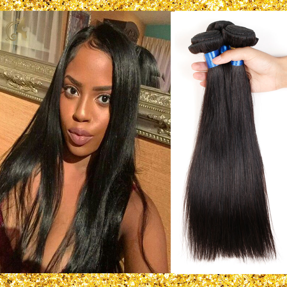 Virgin Straight Hair Brazilian Virgin Hair Straight 4 Bundles 100% Remy Hair Weave Natural Black Jet Black Rosa Hair Products AA