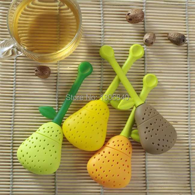 10pcs Free Shipping CuteTeacup Teapot Strawberry Pear Silicone Tea Strainer Infuser Filter Bag wstTe