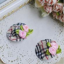 2015 Baby girl’s styling tool Tartan flowers hat hairpin headwear 2piece hair accessories for women kids make they cute lovely
