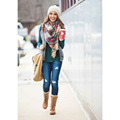 Winter Tartan Female Scarf Desigual Checkered wool Blend New Designer Shawls Women s Scarves Hot sale