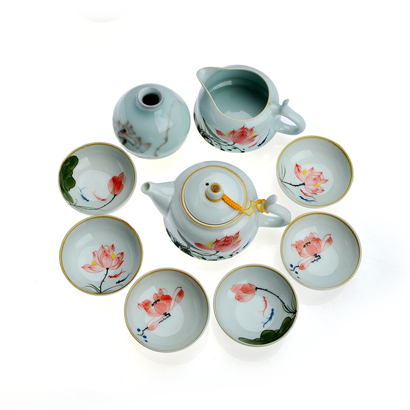9pcs Kung Fu set Coffee Drinkware Jingdezhen porcelain tea set bone china Teapot Kettle chinese porcelain