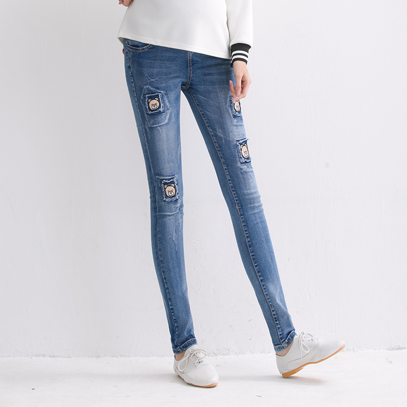 The spring and summer of 2016 hot new cotton  maternity jeans stretch slim abdominal pants pencil skinny pants Pregnant Women