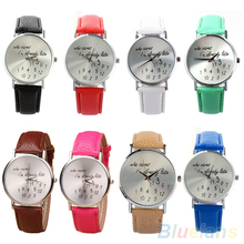 Women Watch Who Cares Faux Leather Band Quartz Date Round Dial Analog Wrist Watch 47TK