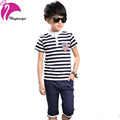 New Arrival Brand 2016 Boys Sets Summer Fashion Sports 2 Pieces Tracksuits Cotton Striped T shirts