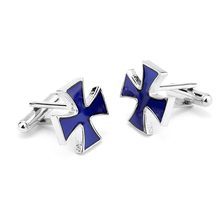 European style High Quality Blue Enamel Cross Shirt Brand Cuff Buttons For Mens And Women Wedding Gifts Jewelry