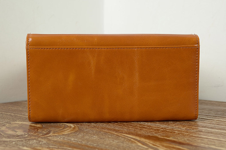 Imported Grain Leather Korea Style Burnished Leather Women's Long