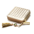 Tassel Ornament New Fashion Manual Knitting Small Purse Imported Top Layer Sheepskin MINI Woven Pattern Wallet