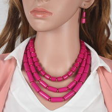 Wholesale  Fashion Classic Statement Necklaces  Acrylic Chunky Choker Beads Necklace For Women With Earring   8010