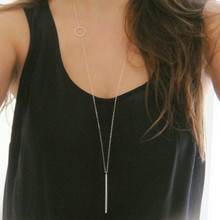 Fashion simple loops stick long necklace C1176 b4xr