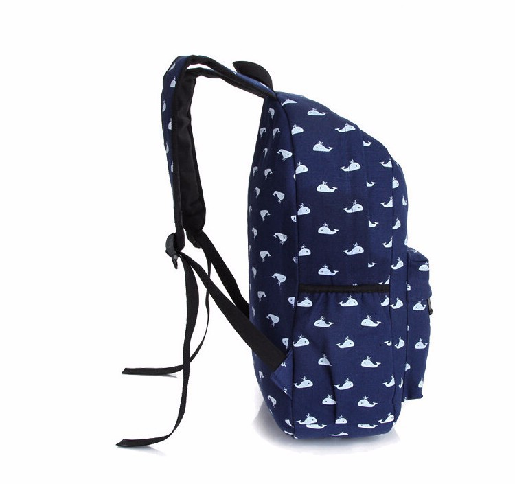 Small whales animals backpacks han edition fashion women canvas backpack girl school bags travel bag (11)