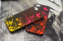 For iphone 5 5S Back Case with Butterfly Gradient Flower Hard PC Cover 