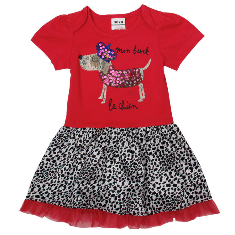 baby girl print dog dresses brand baby & kids dress new 2014 nova kids girl clothes with lace children clothing H4750#