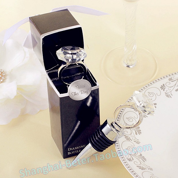 Diamond ring wine stopper wedding favors