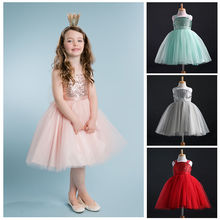2016 New Children Princess Baby Girls Clothing Dress Sequins Tulle Flower Party Ball Gown Formal Wedding Dresses New Cute