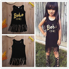 2016 New Fashion Baby Girls Dress Kids Girl Summer Sleeveless Boho Tassel Dresses Little Girls Fashion Kid Dress