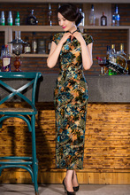 Free Shipping Vintage qipao dress Handcraft Chinese Hand-Made Painted Blend Silk Cheong-sam Long Evening Dress Cheongsam 257